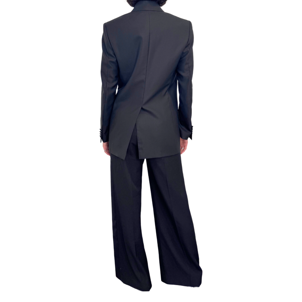 Burberry Ribbon Trim Black Blazer & Pant Suit Set, 4/6 (NWT)