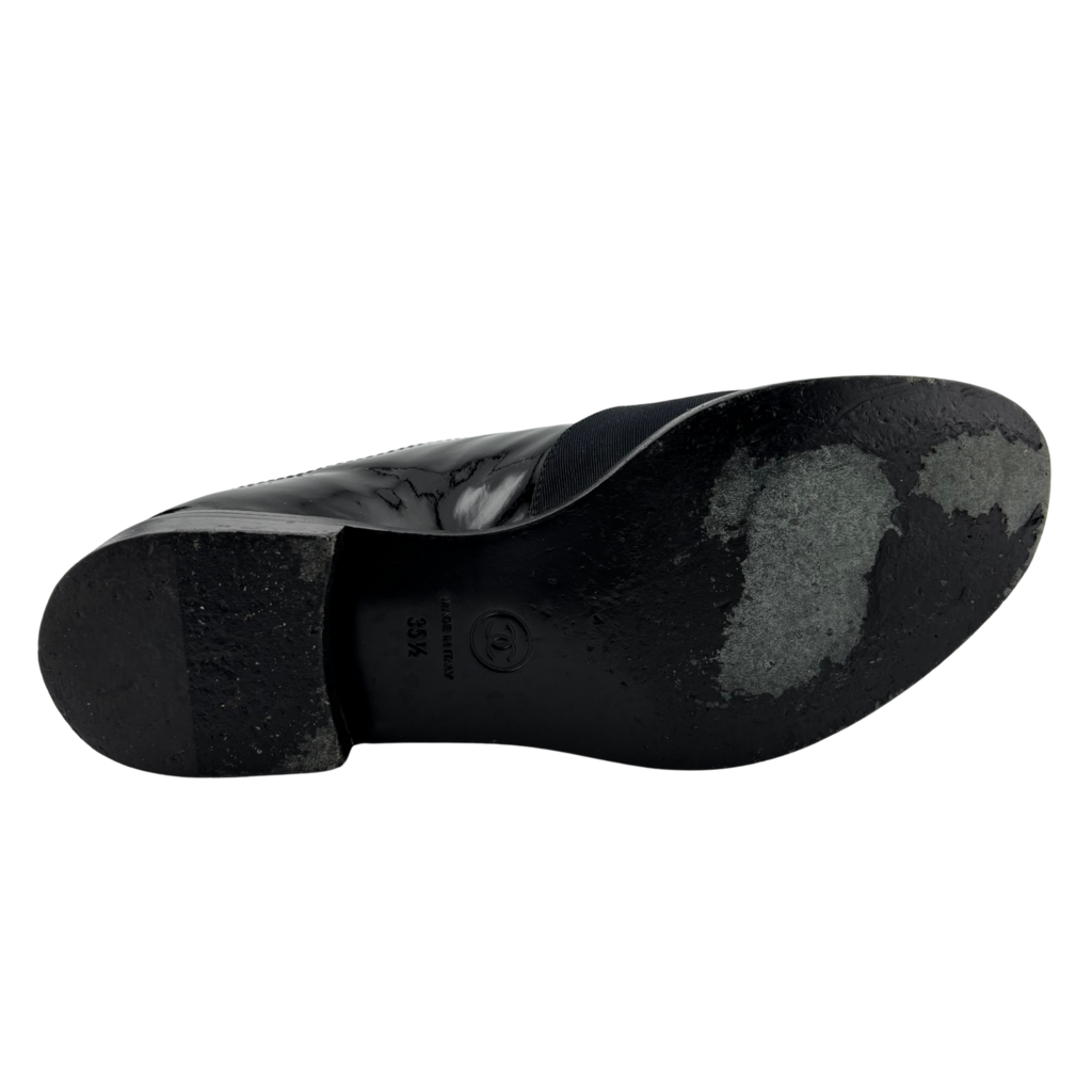 Chanel Black Patent Cap Toe Shoe, 35.5