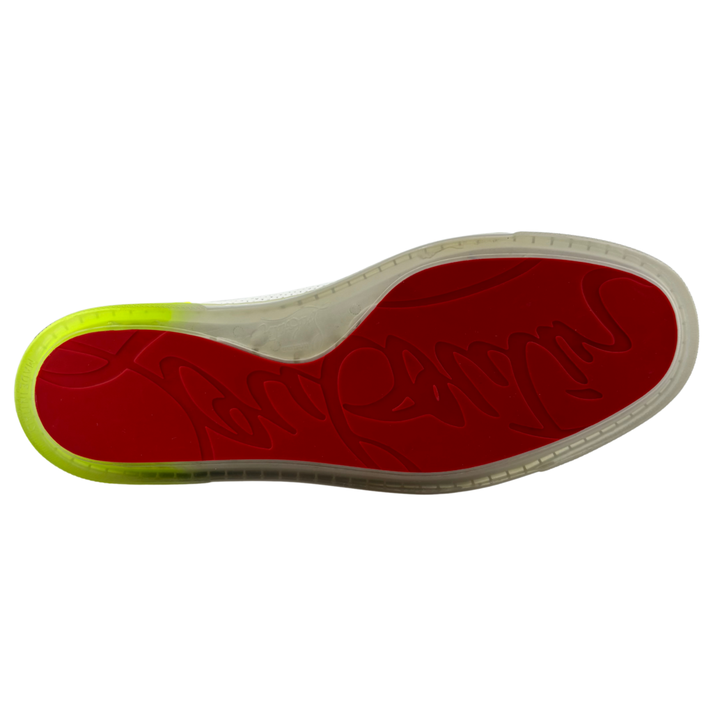 Christian Louboutin White Neon Yellow Accent High Top Sneakers, 38