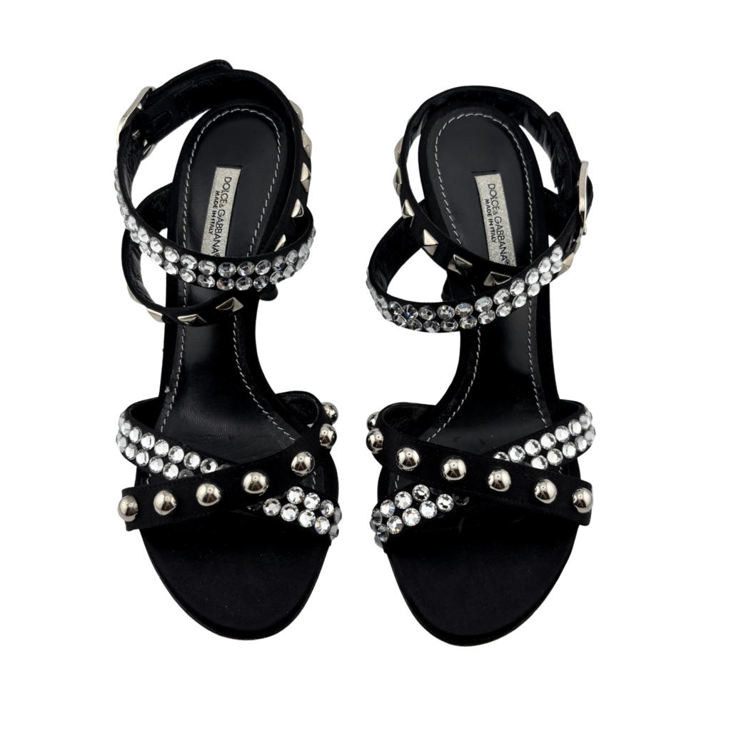 Dolce & Gabbana Black Embellished Strappy Heel, 35
