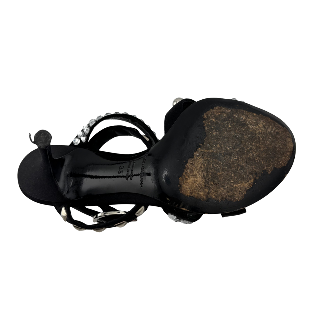Dolce & Gabbana Black Embellished Strappy Heel, 35
