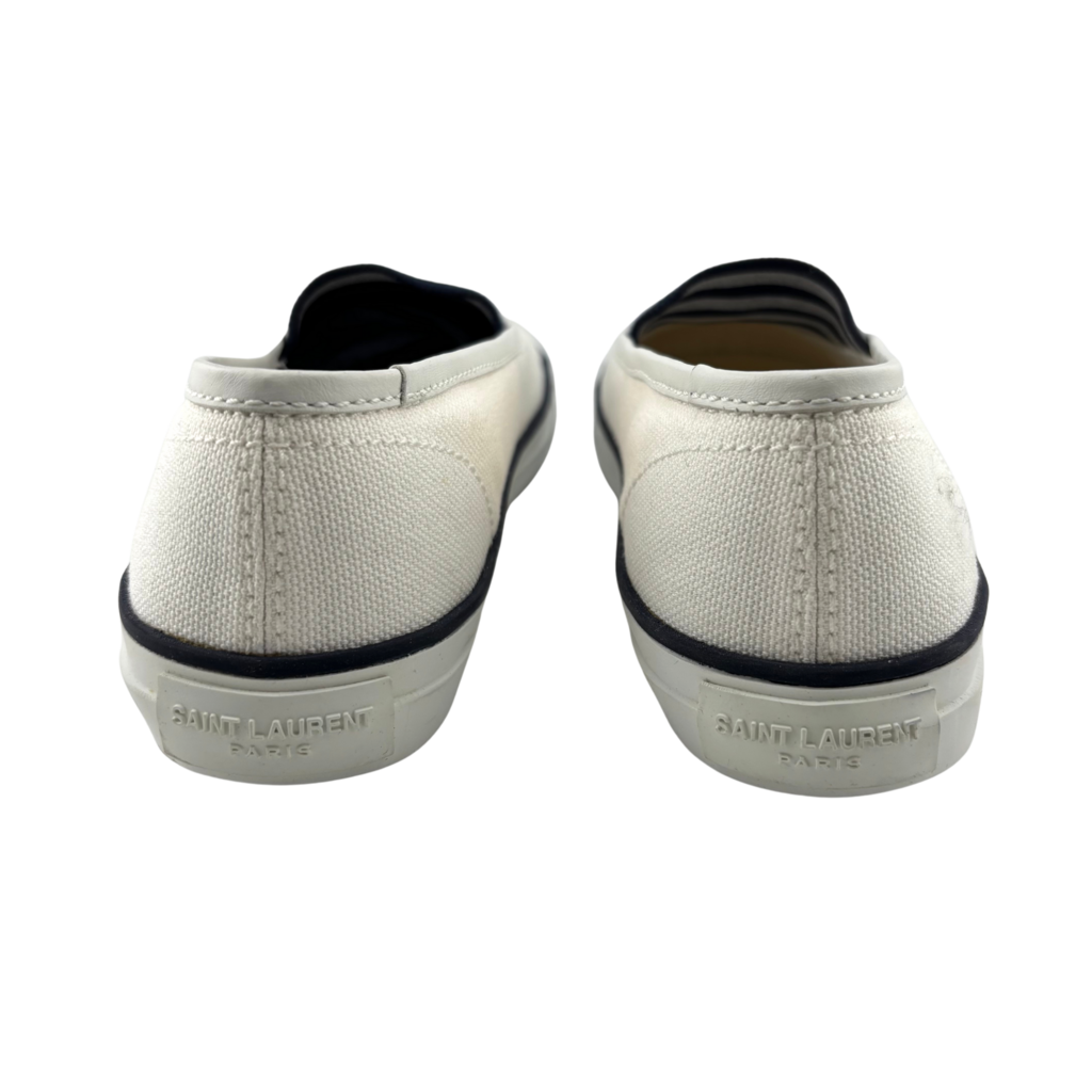 Saint Laurent White Canvas Slip-On Sneaker, 37