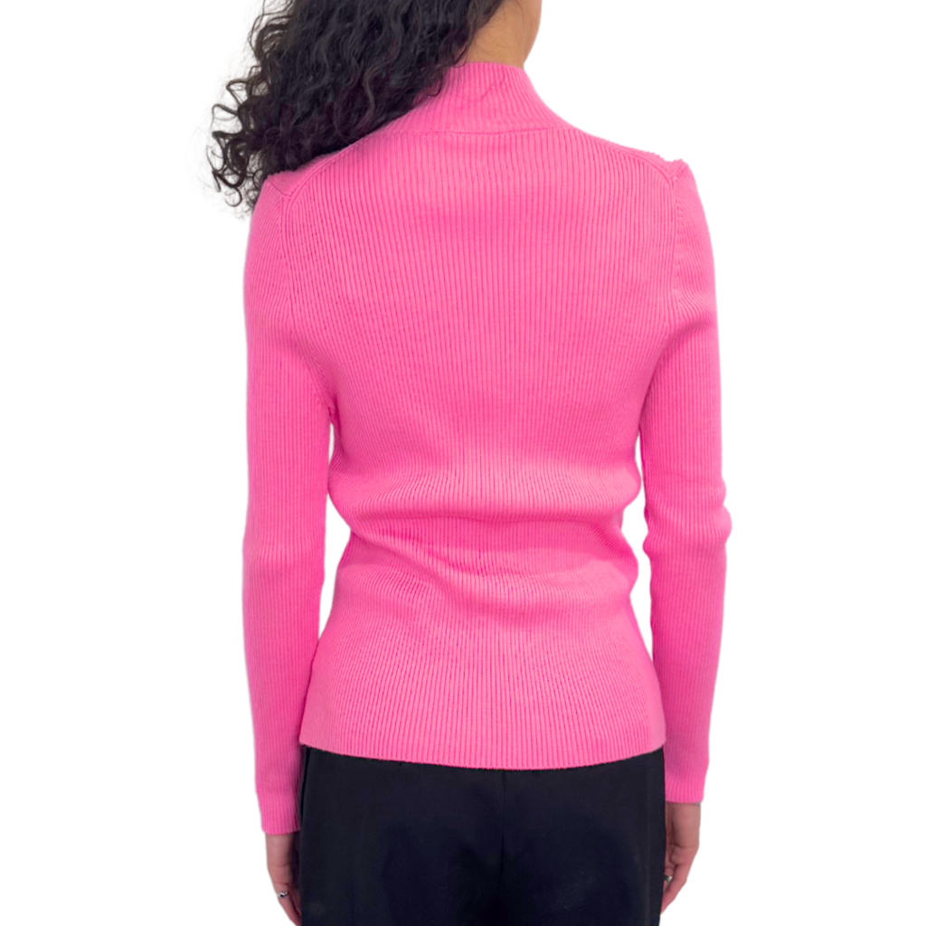 Delpozo Pink Ribbed Merino Wool Sequin Sweater, M (NWT)
