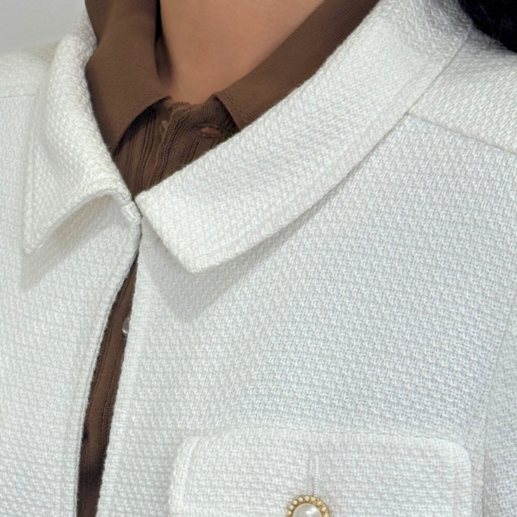 Chanel White Cotton Blend Jacket (Spring 2002), 40 (AS IS)