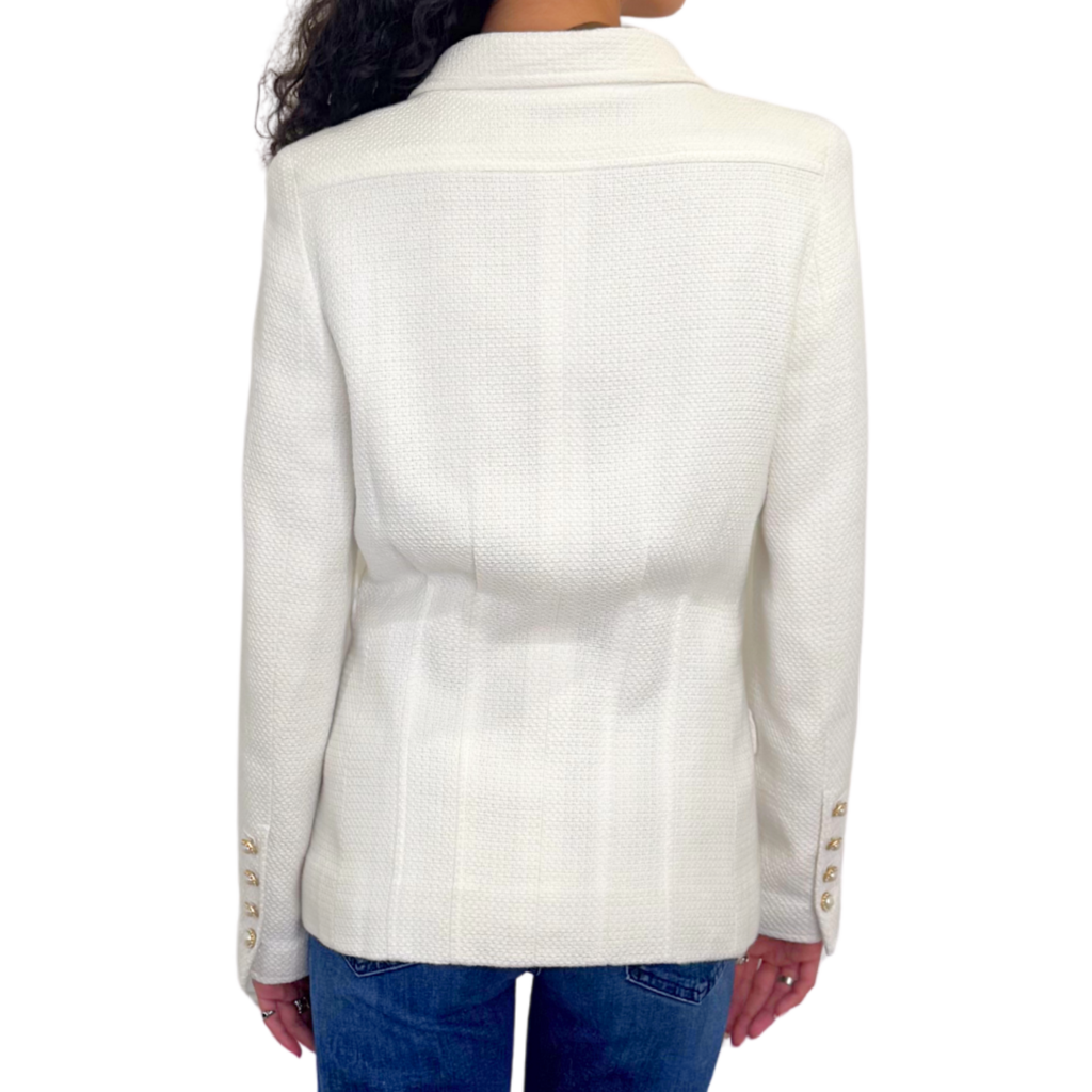 Chanel White Cotton Blend Jacket (Spring 2002), 40 (AS IS)