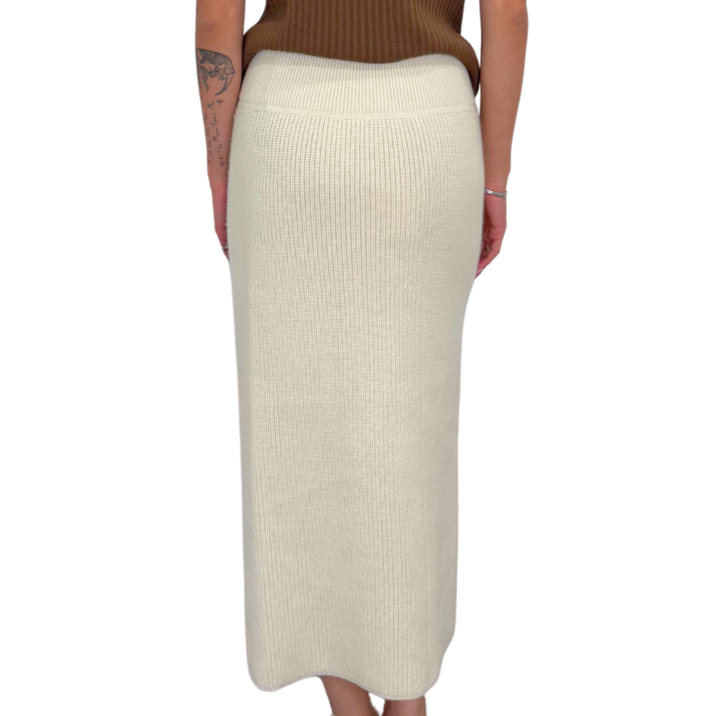 Hermès Cream Cashmere Knit Buttoned Skirt (NWT), 36