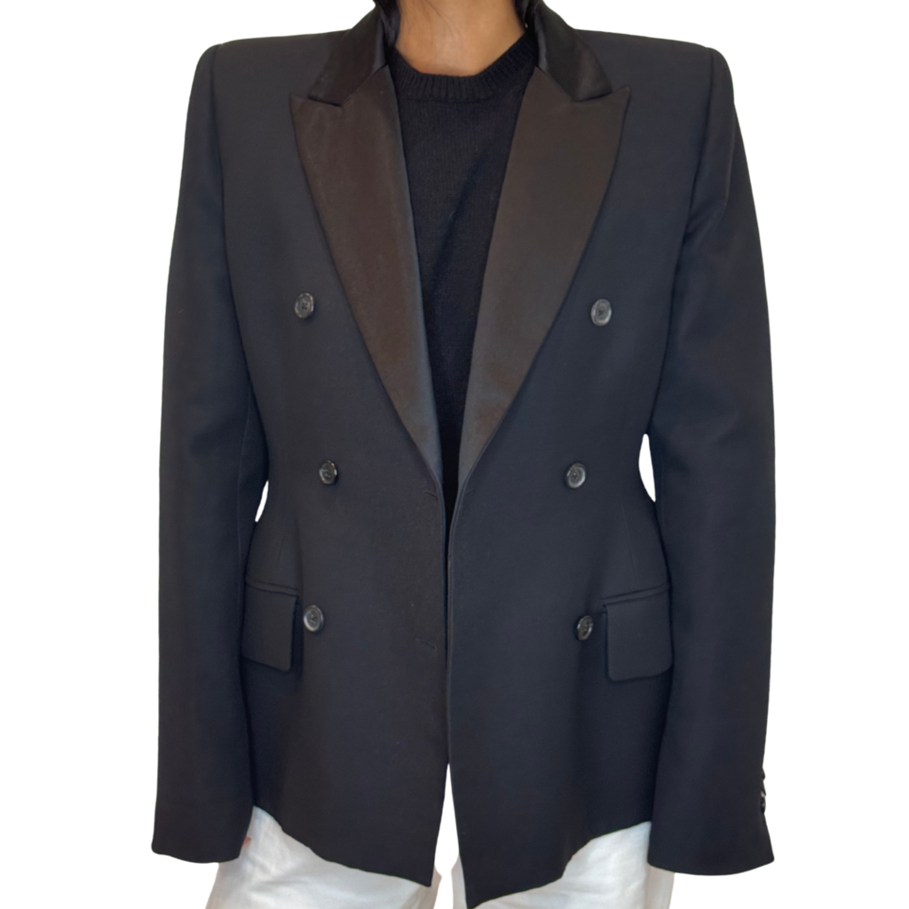 Khaite Black Wool Blend Tuxedo Blazer, 12 (NWT)