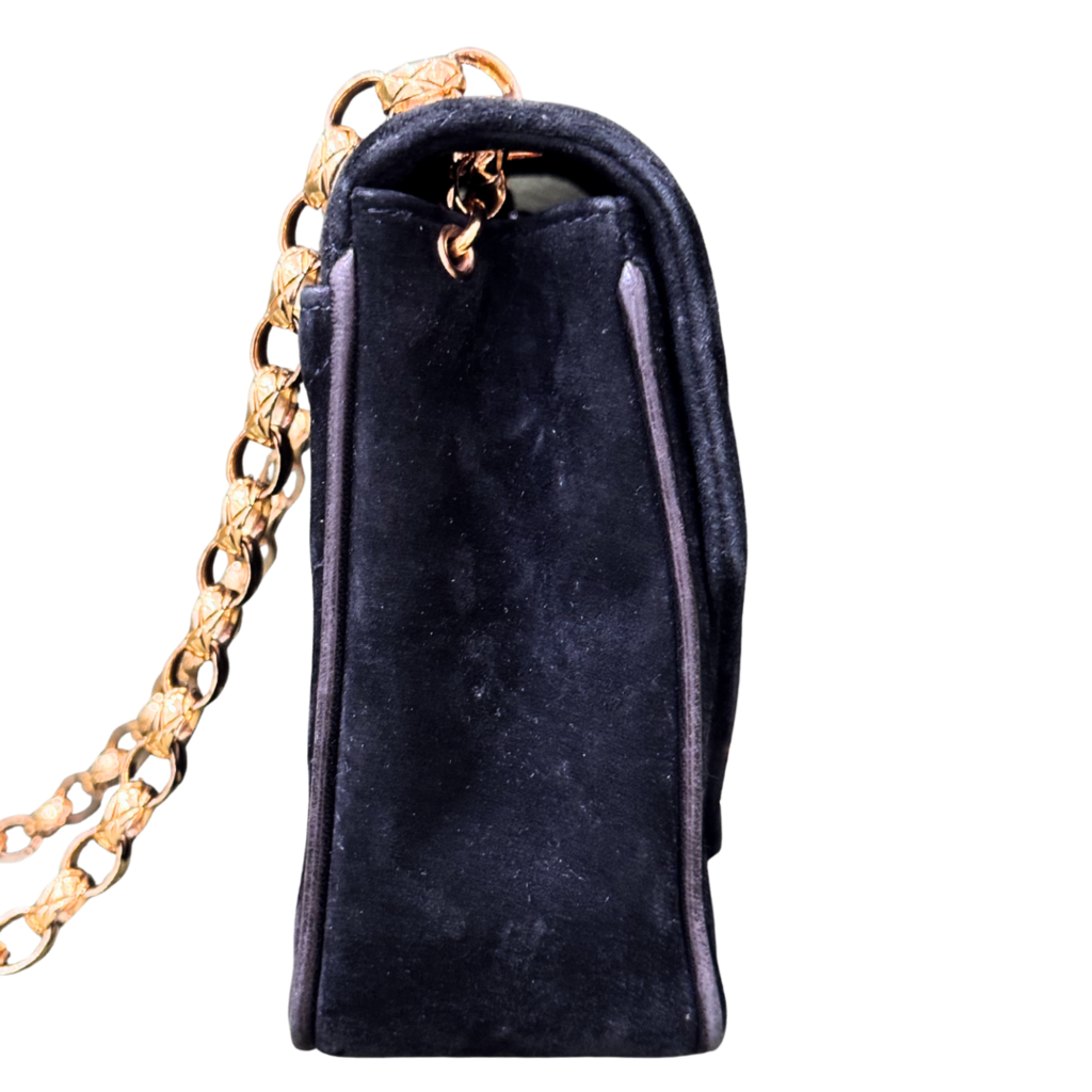 Chanel Black Chevron Suede Bijoux Chain Flap Bag