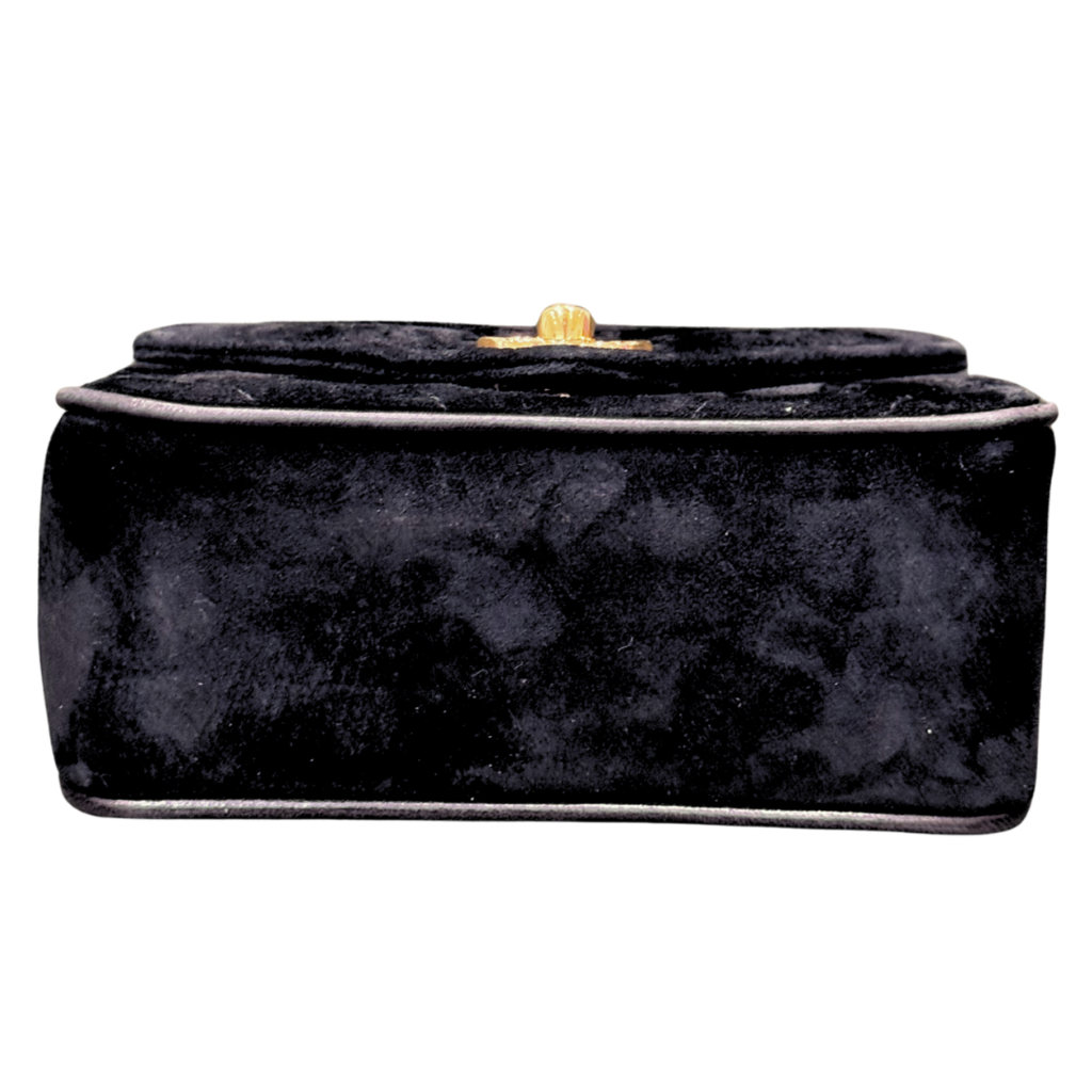 Chanel Black Chevron Suede Bijoux Chain Flap Bag