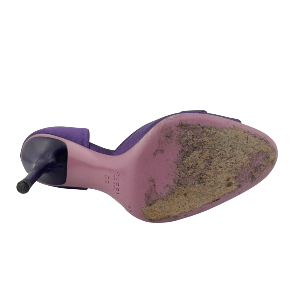 Gucci Purple Peep Toe Horsebit Heel, 5B