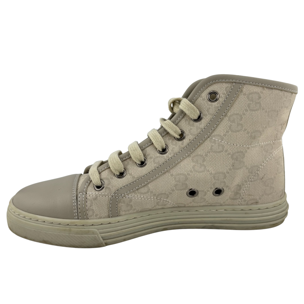 Gucci Beige GG High Top Tennis Shoes, 35.5