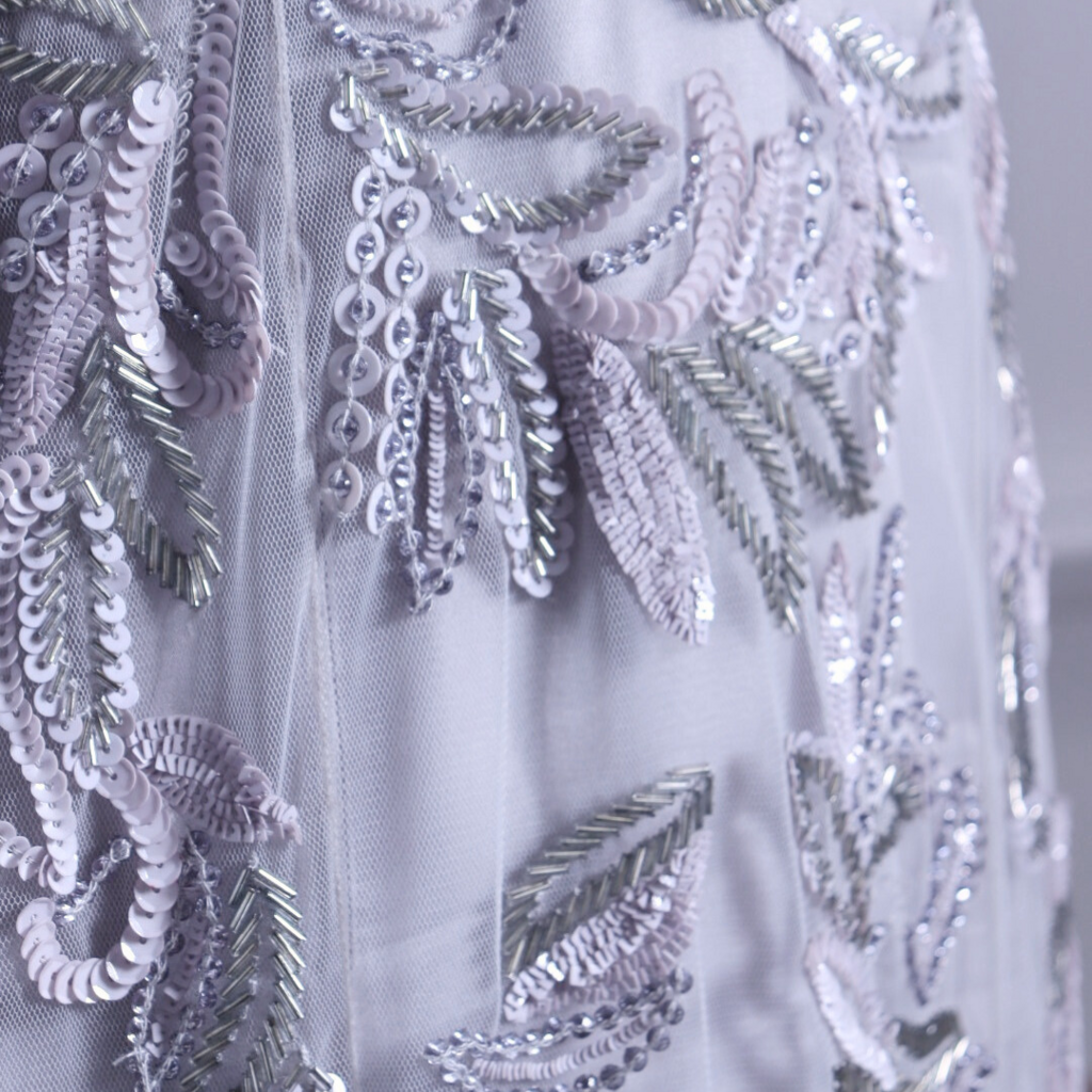 Dennis Basso Silver Mesh and Sequin Gown, 6