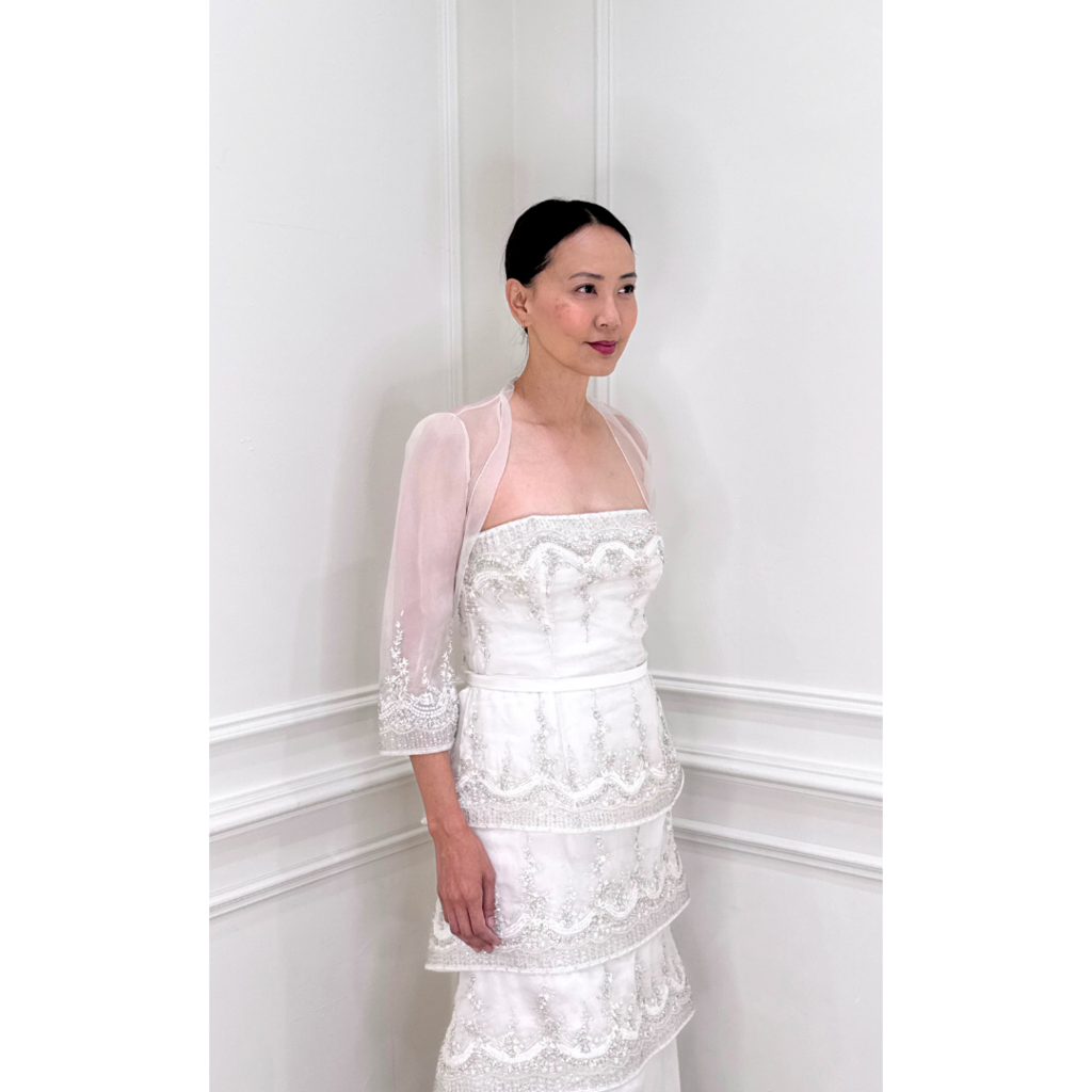 Randi R Rahm White Crystal Beaded Wedding Gown