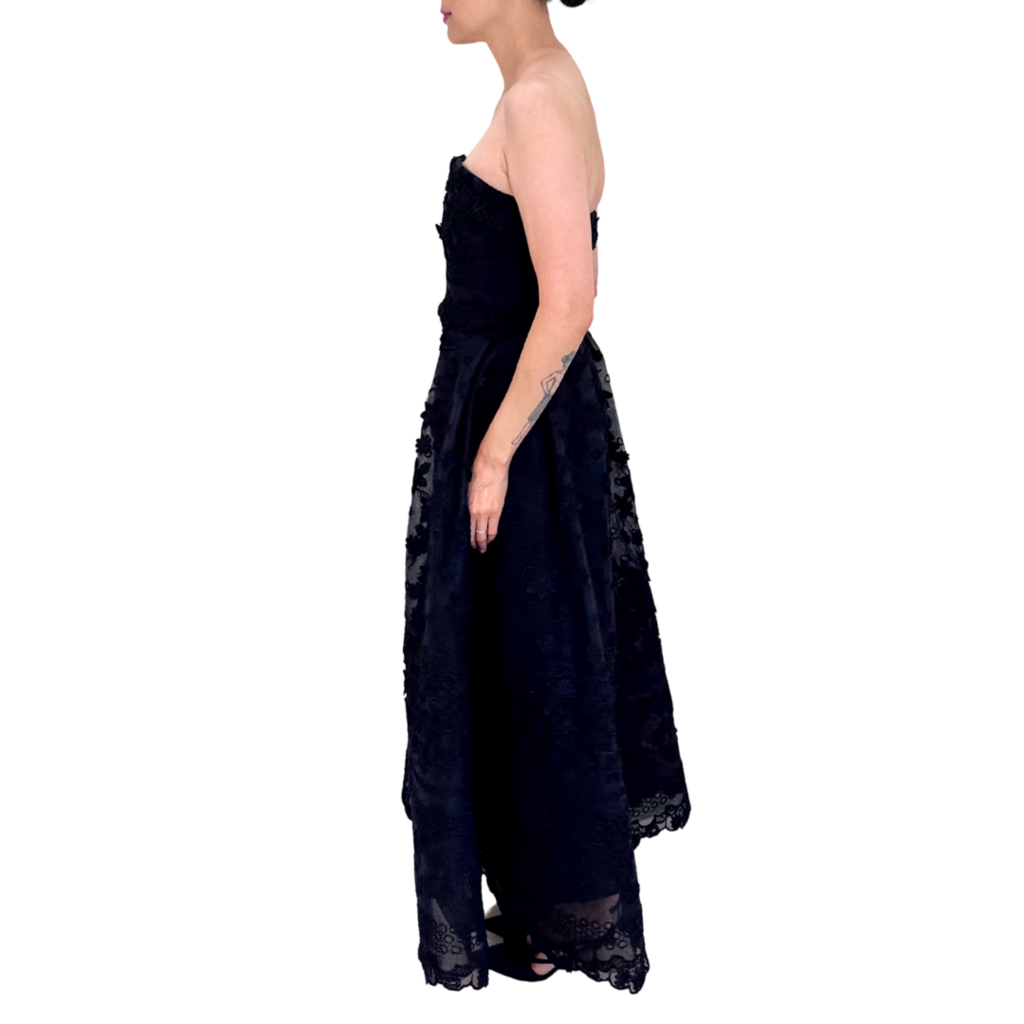 Ellie Saab Black Lace Strapless Dress, 36