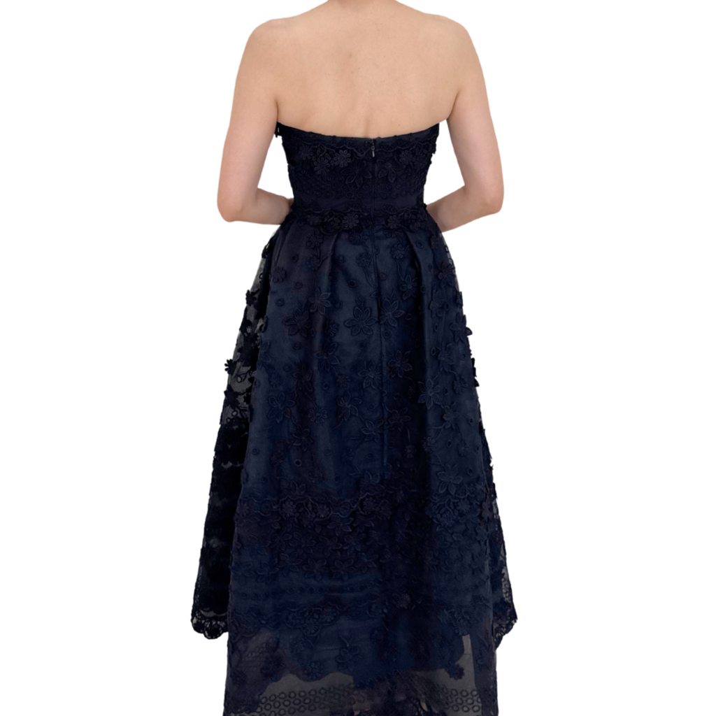 Ellie Saab Black Lace Strapless Dress, 36