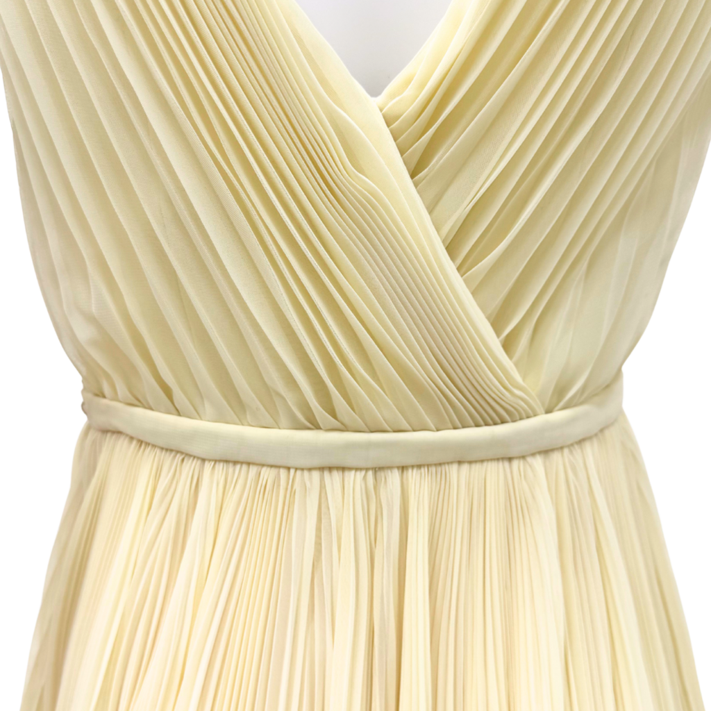 Prada Butter Yellow Floor Length Pleated Dress