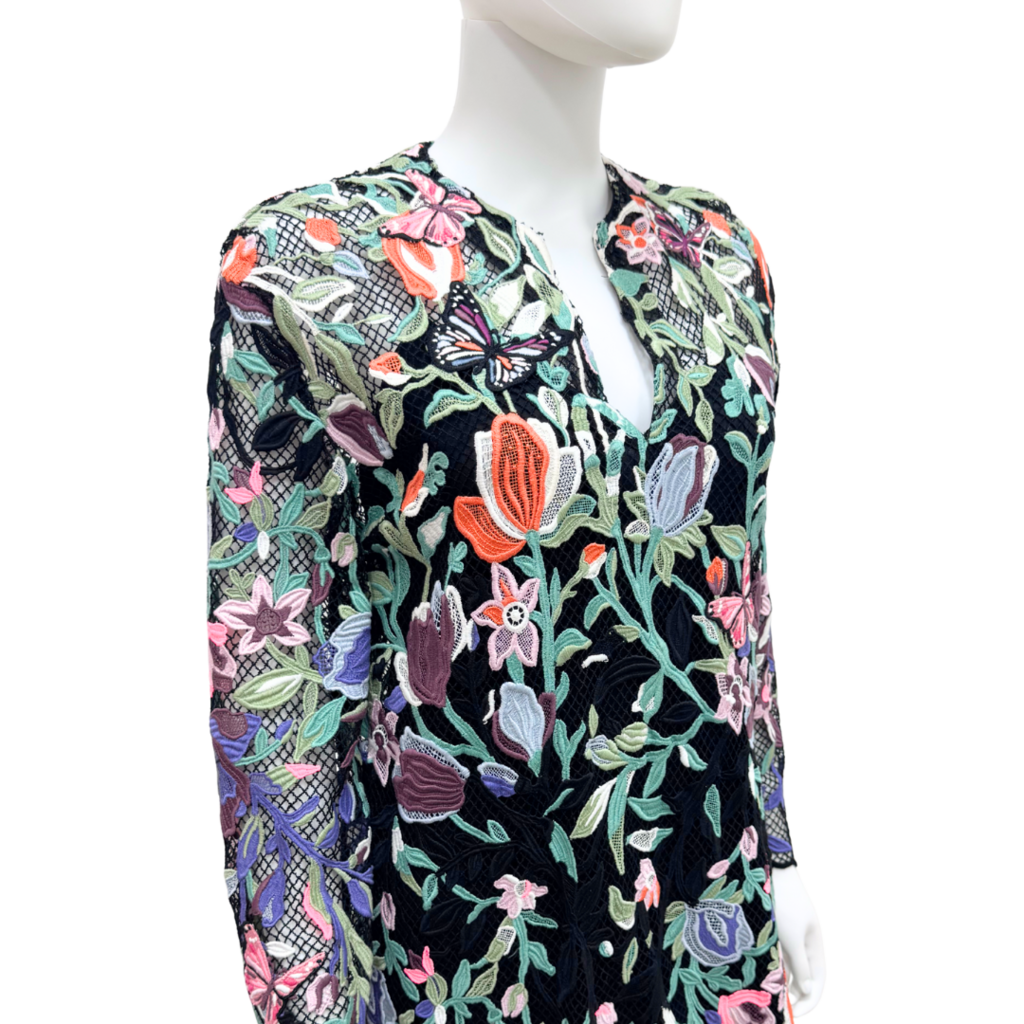 Valen Floral Guipure Black Lace Cotton Dress & Slip
