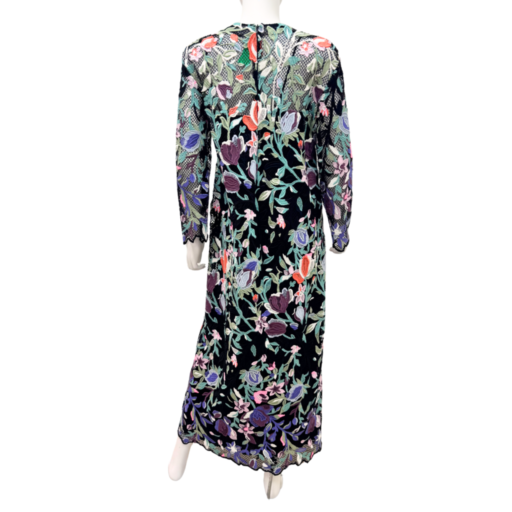 Valen Floral Guipure Black Lace Cotton Dress & Slip