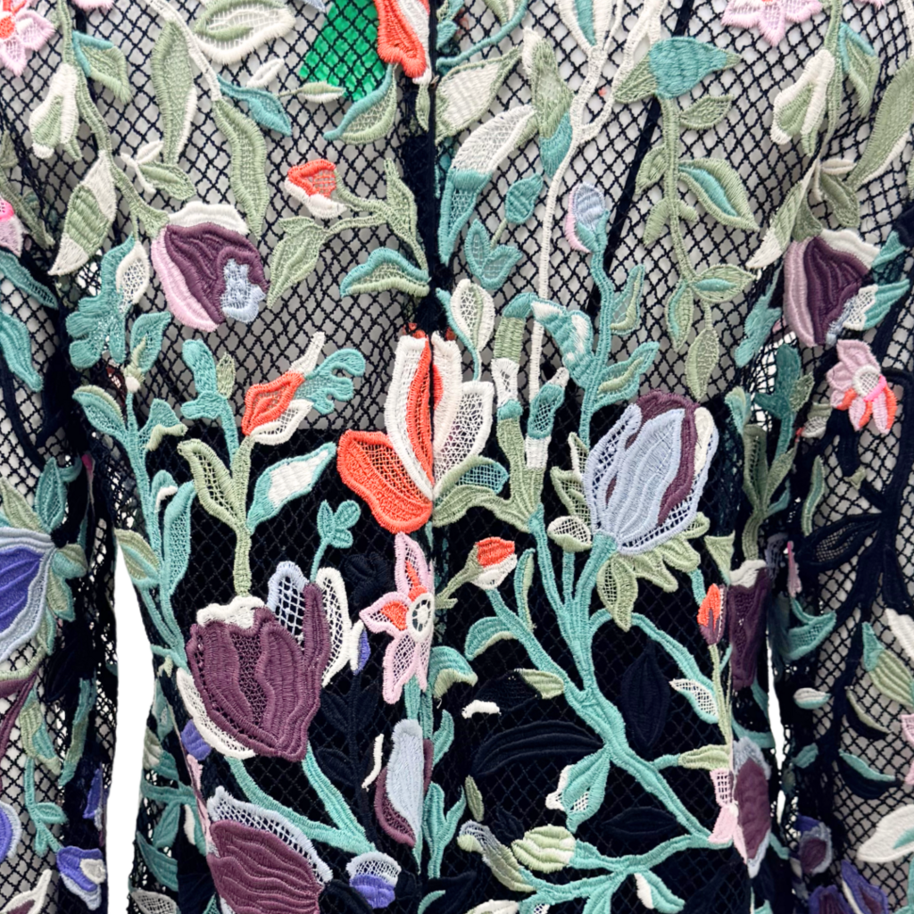 Valen Floral Guipure Black Lace Cotton Dress & Slip