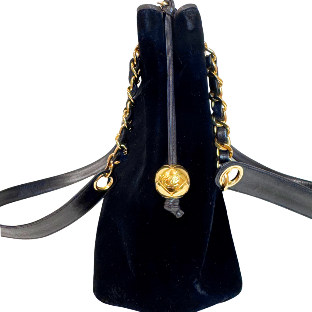 Chanel Black Velour Decacoco Shoulder Bag (1991-1994) (Vintage)