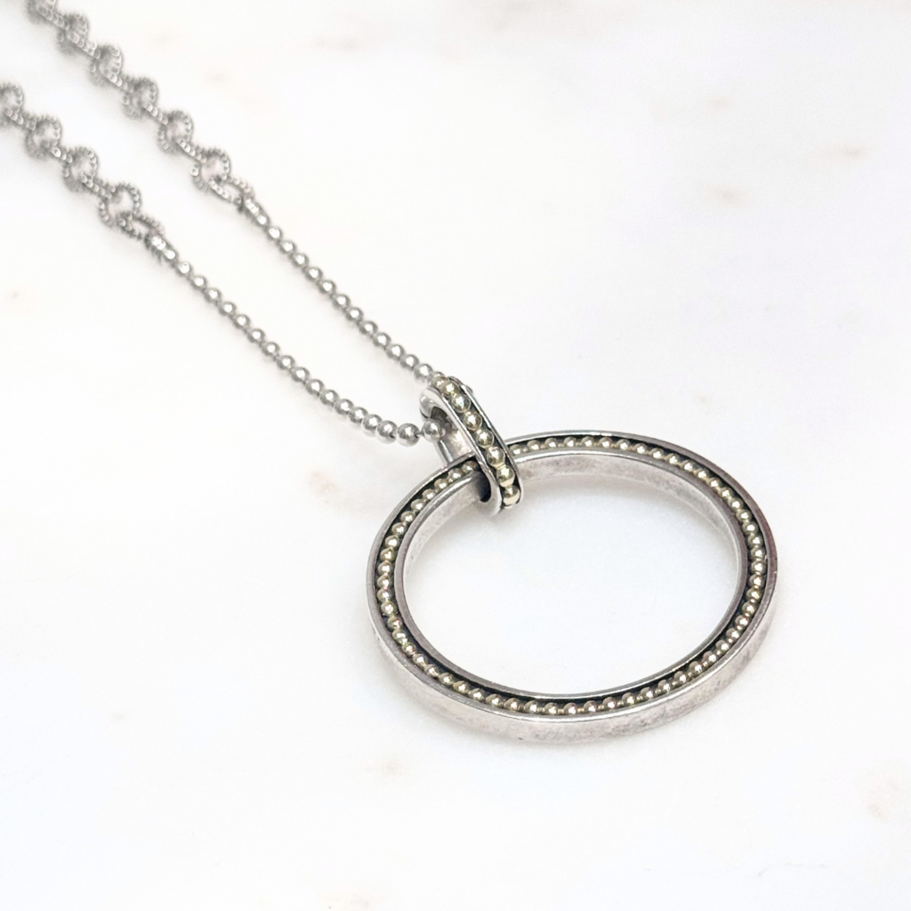 Lagos Sterling Silver & Gold Caviar Circle Necklace
