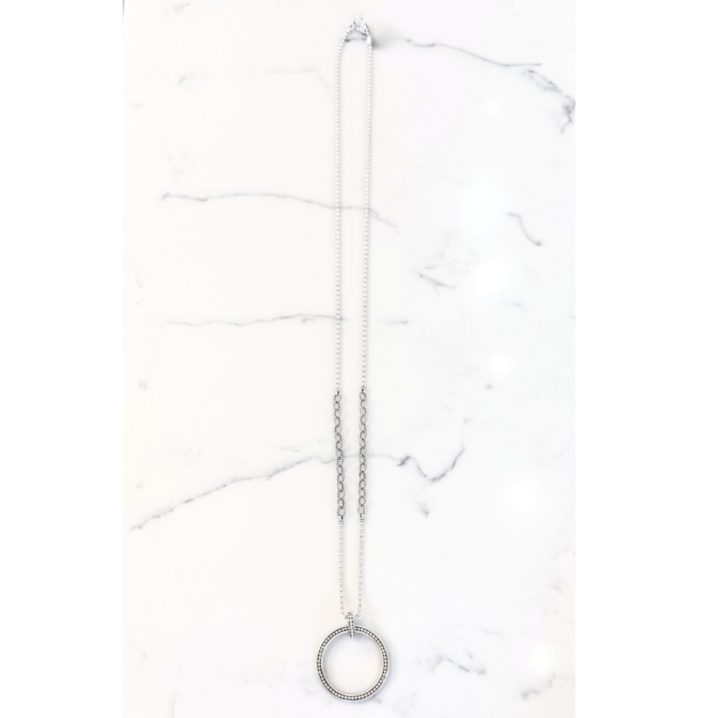 Lagos Sterling Silver & Gold Caviar Circle Necklace