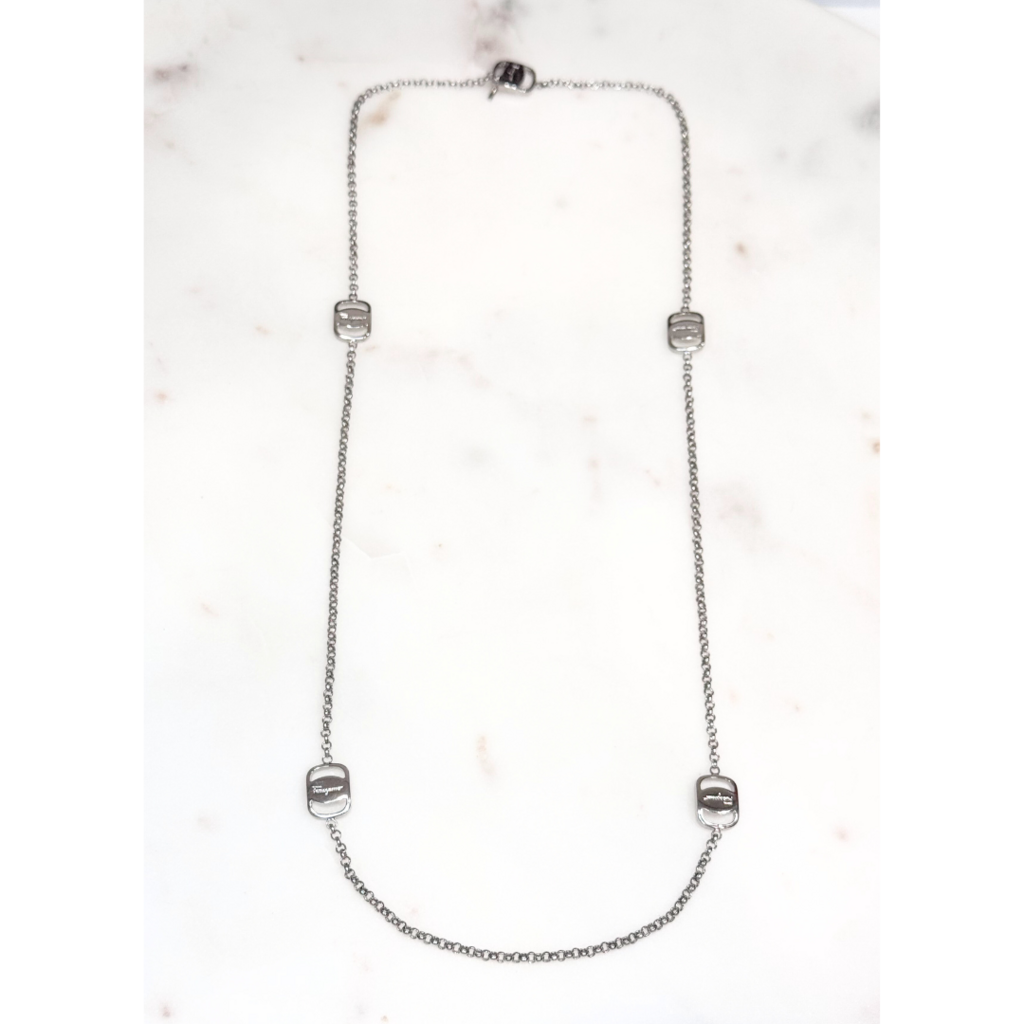 Ferragamo Sterling Silver Station Necklace