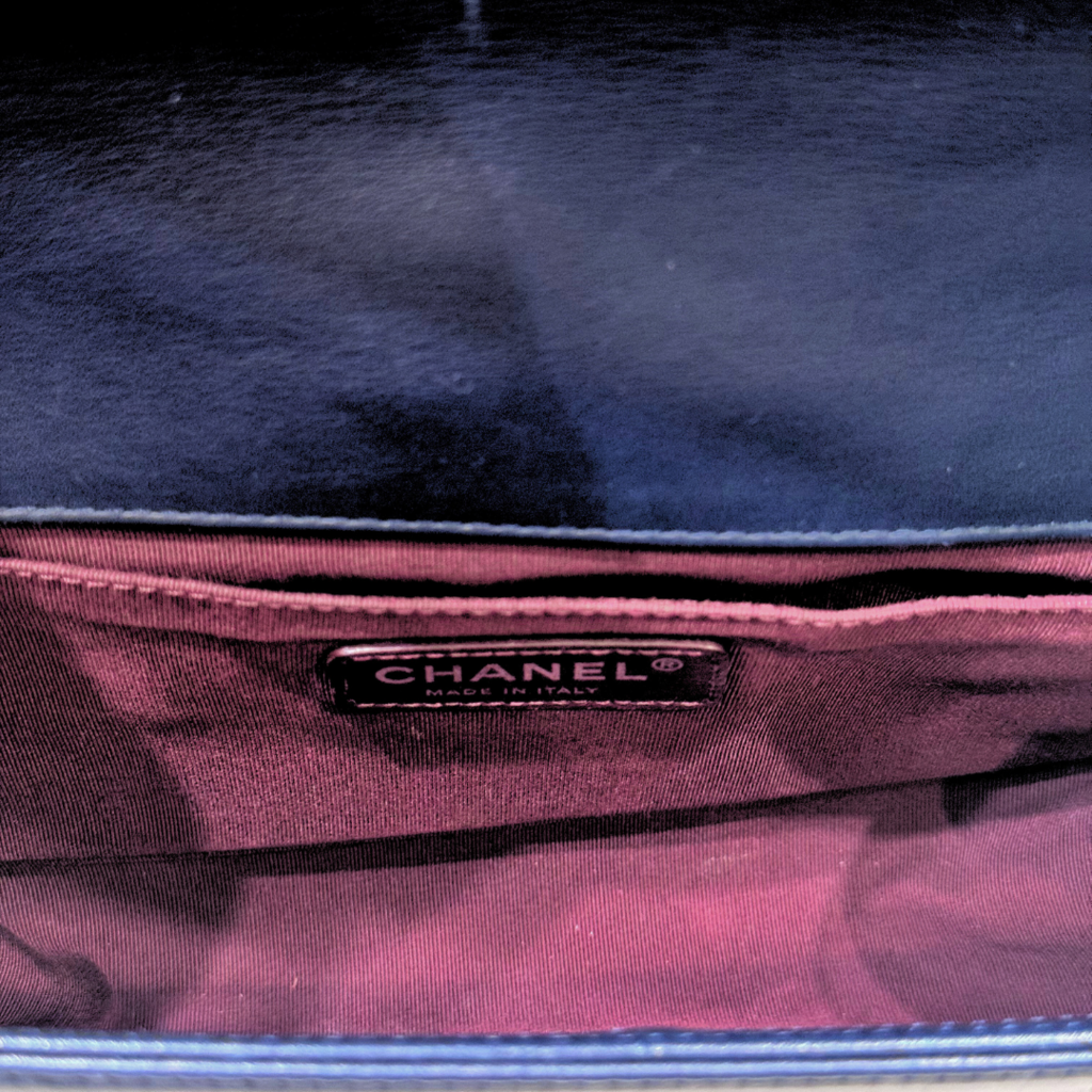 Chanel LeBoy Navy & Burgundy Woven Old Medium