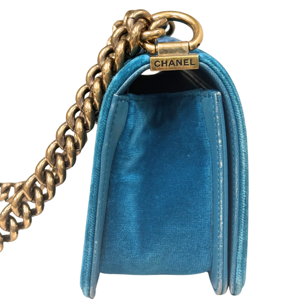 Chanel LeBoy Teal Green Velvet Quilted Bag