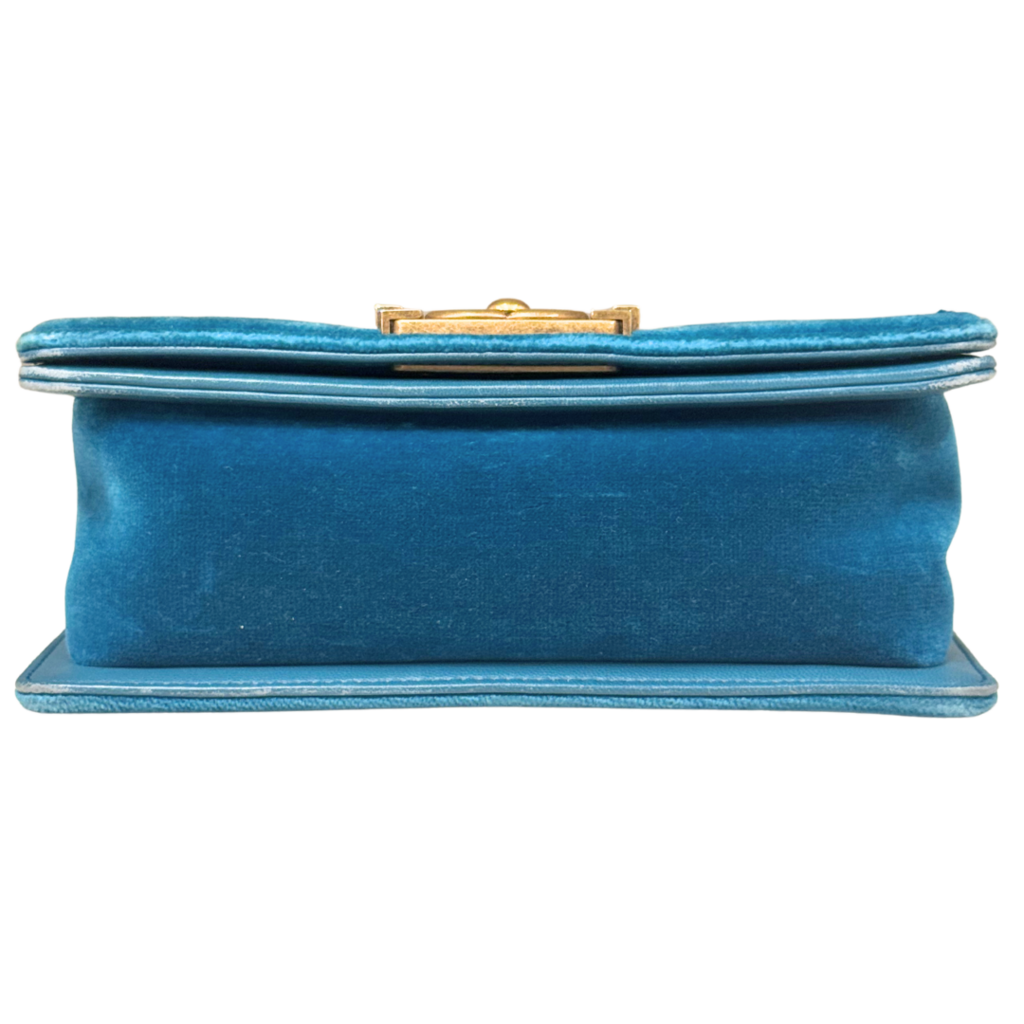 Chanel LeBoy Teal Green Velvet Quilted Bag