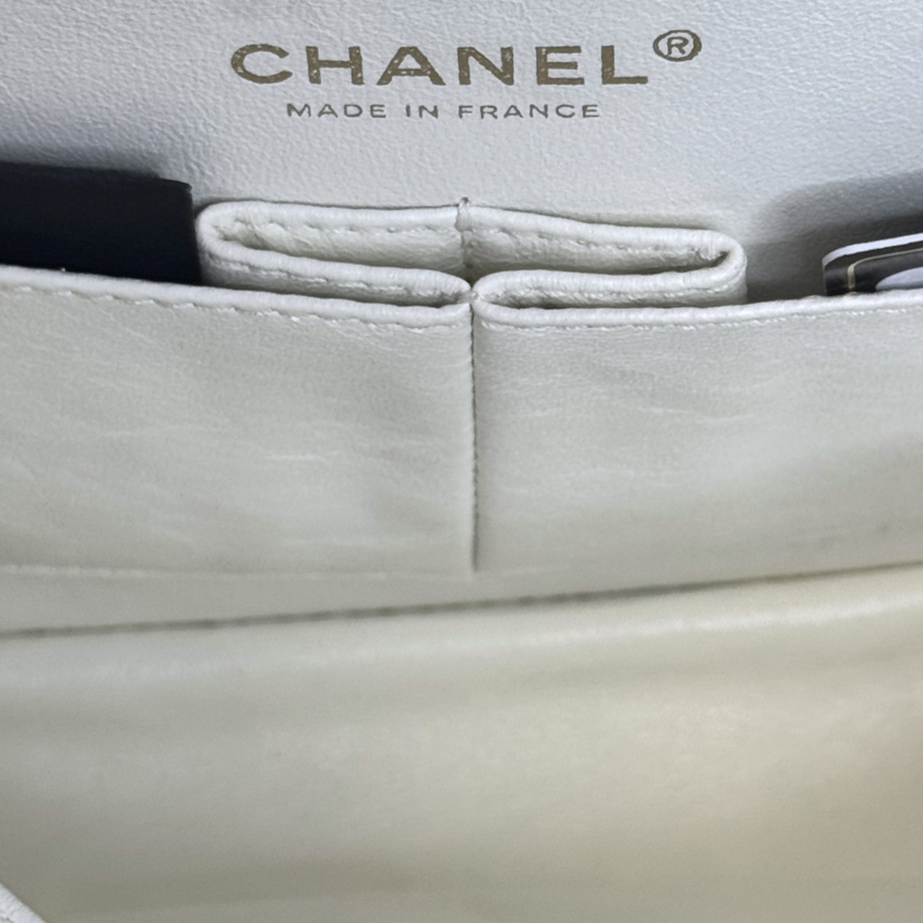 Chanel Red & Cream Striped Double Flap