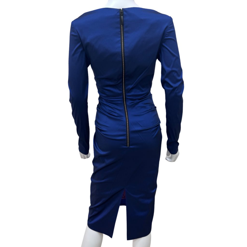 Talbot Runhof Blue Poly Blend Ruched Waist Dress, 6 (NWT)