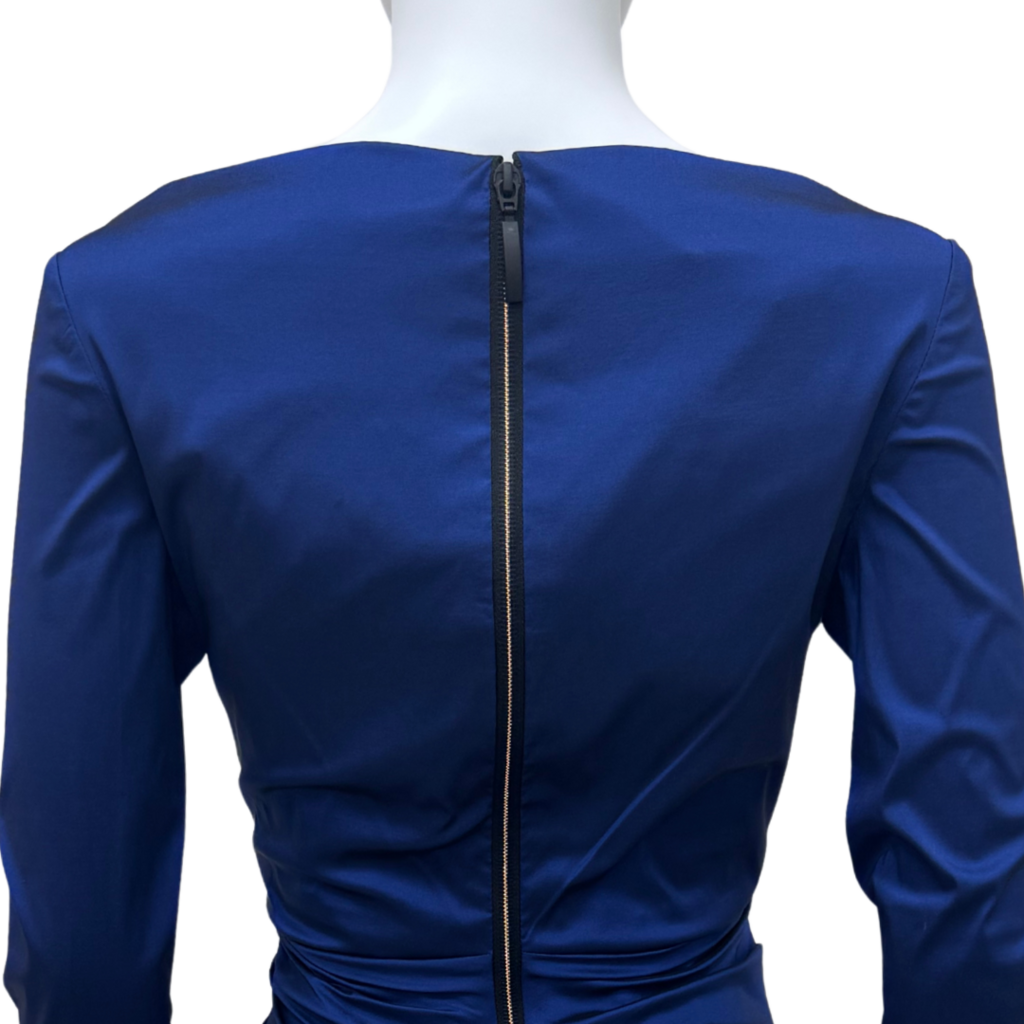Talbot Runhof Blue Poly Blend Ruched Waist Dress, 6 (NWT)