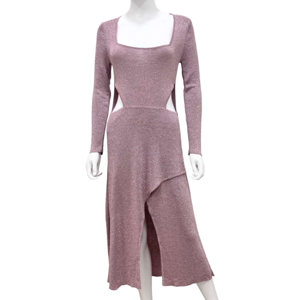 Misa Los Angeles Rose Gold Cutout Long Sleeve Dress, M (NWT)