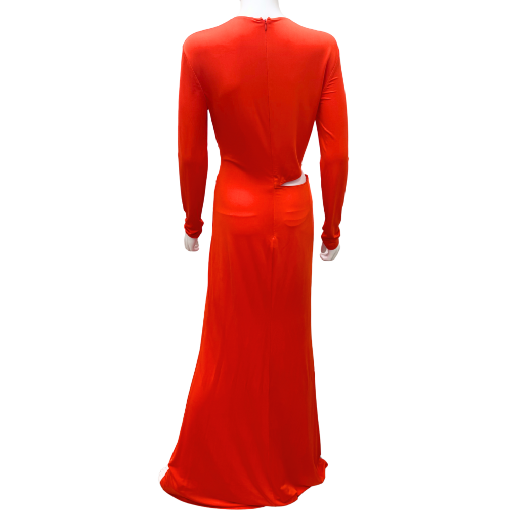 Ralph Lauren Purple Label Orange Maxi Cutout Twist Dress, M