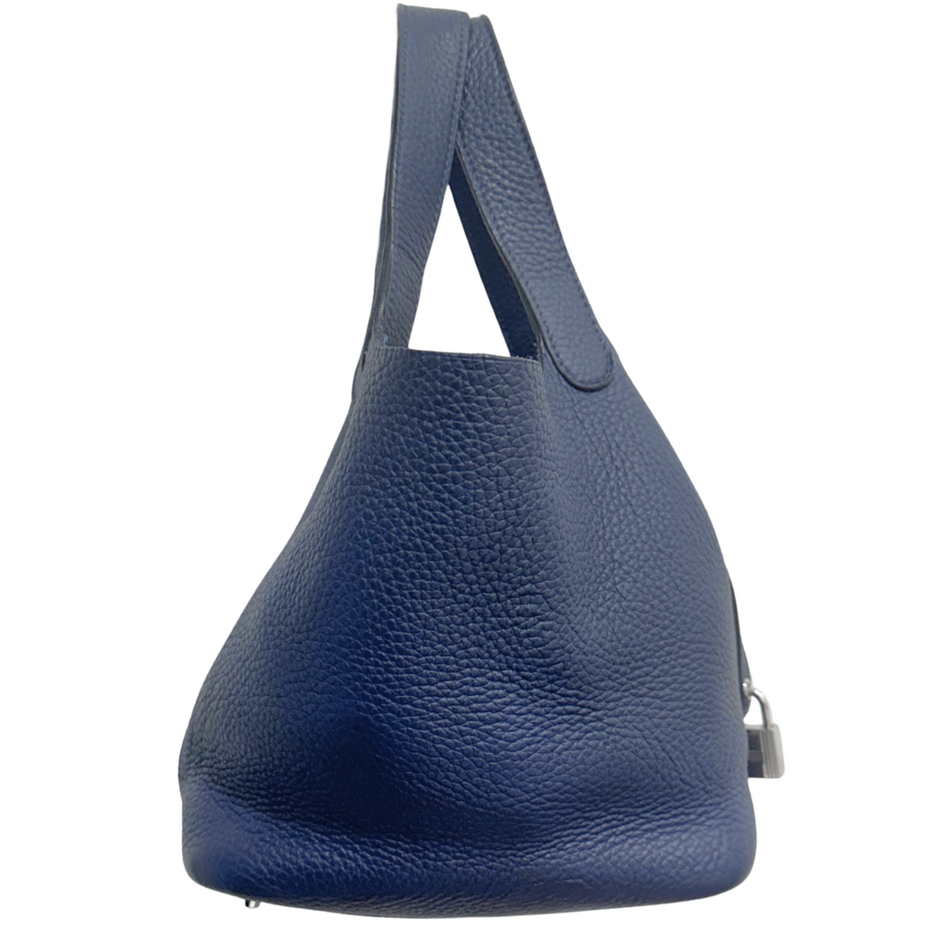 Hermès Picotin Navy Clemence 18CM Silver HW