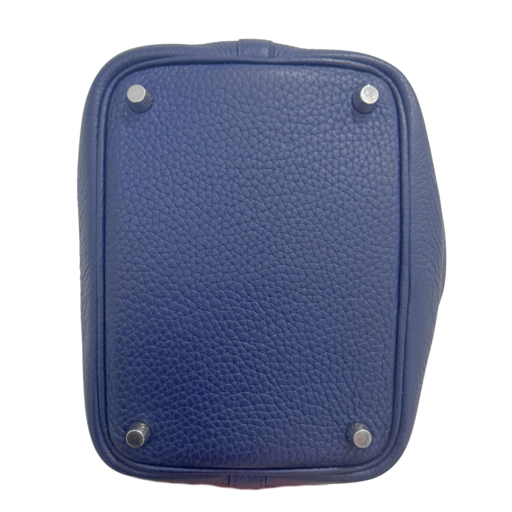 Hermès Picotin Navy Clemence 18CM Silver HW