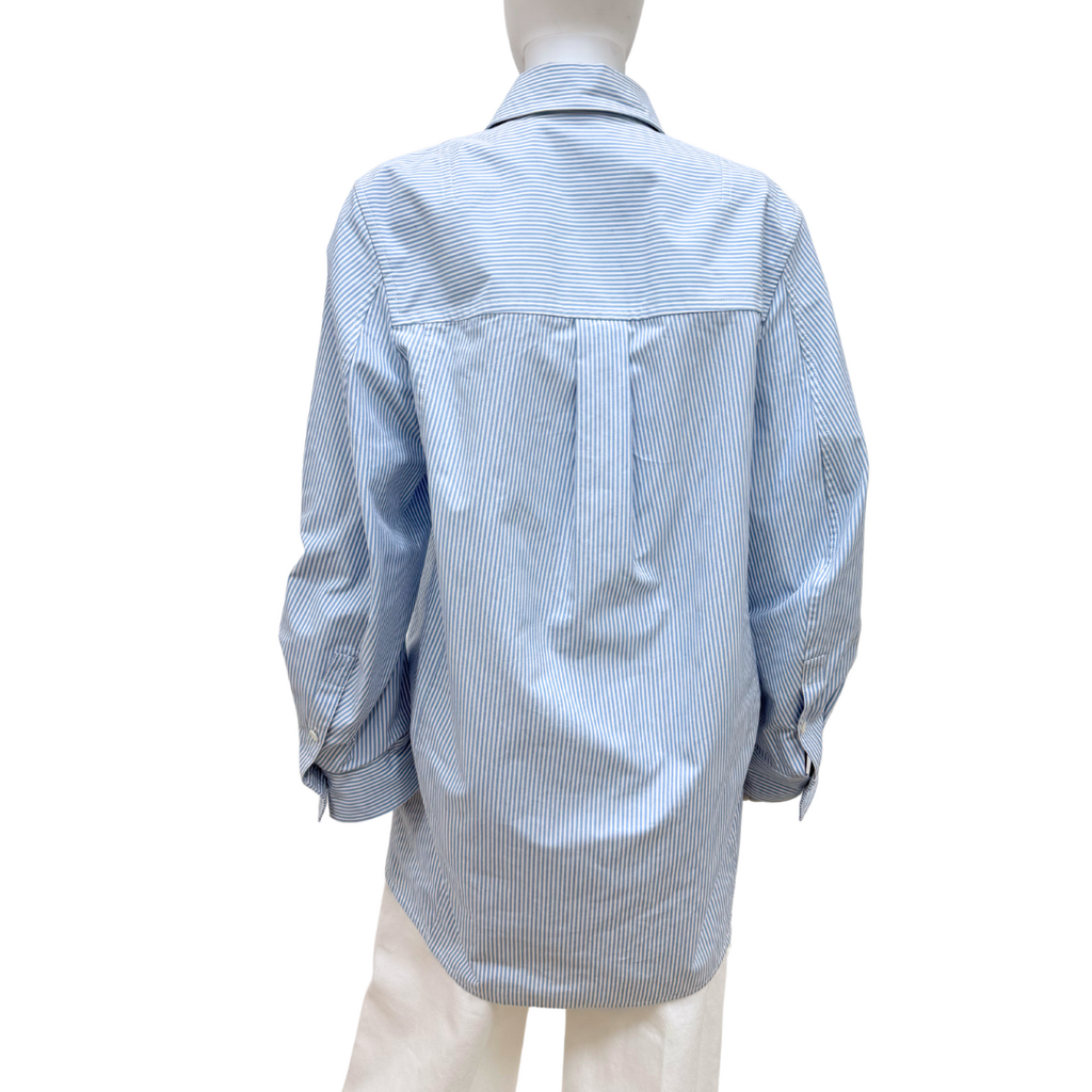 Bottega Veneta Blue/White Pinstripe Oversized Button Up, 40