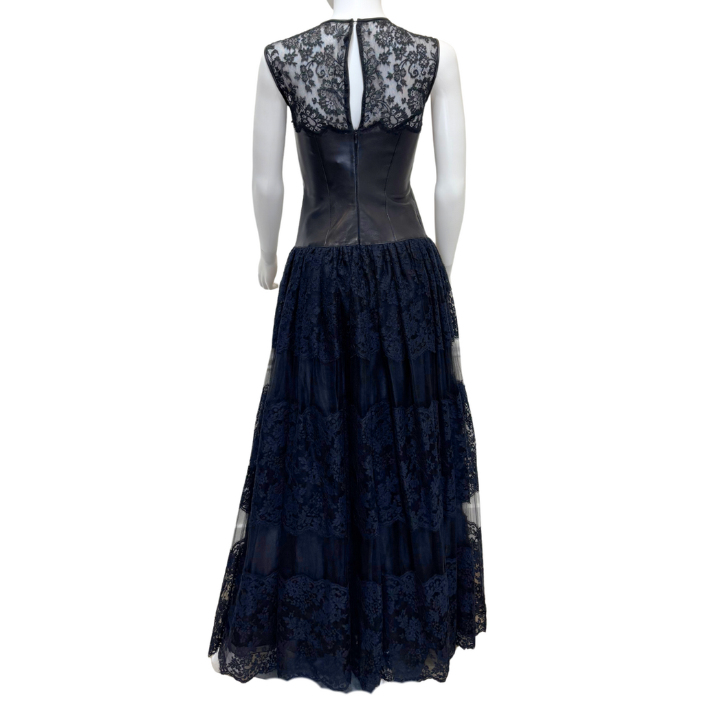 Valentino Garavani Black Leather & Lace Panel Corset Gown, 4
