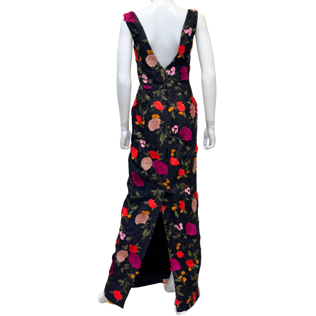 Erdem Black Floral Applique Maxi Dress, 4