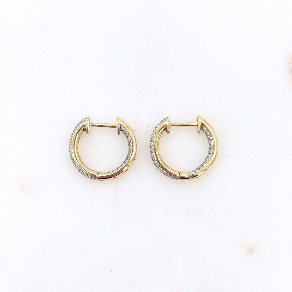 18K Gold Diamond Hoops