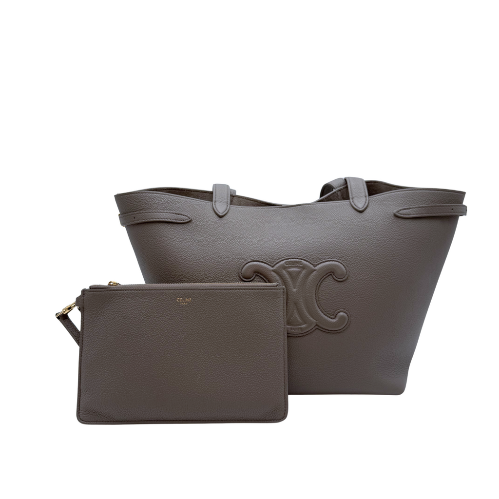 Celine Gray Leather Triomphe Tote