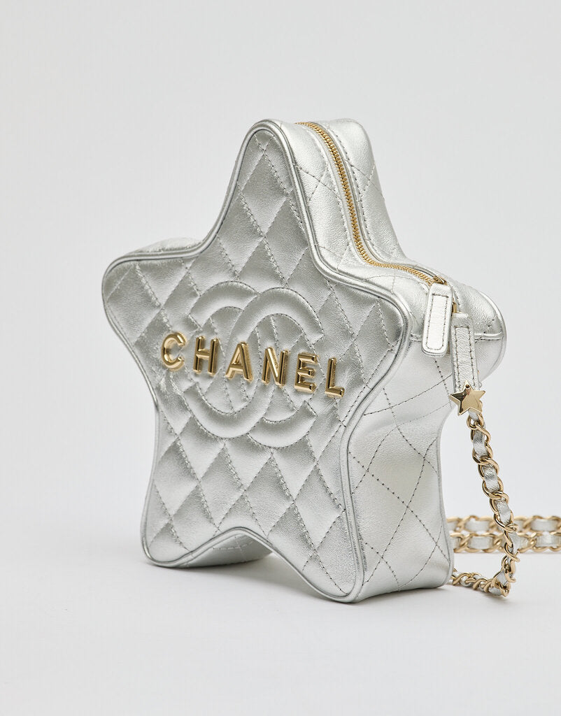 Chanel Silver Walk Of Fame Quilted Star Bag