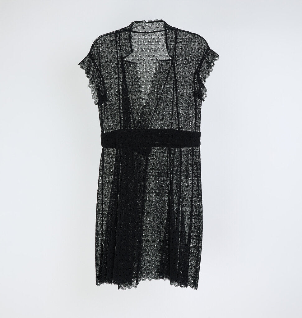 Chanel 2016 Black Sheer Knee-Length Crochet Dress