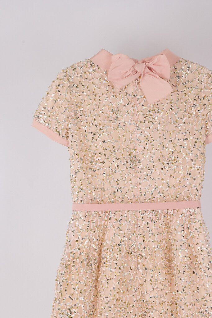 Oscar De La Renta Pink Sequin Silk Dress