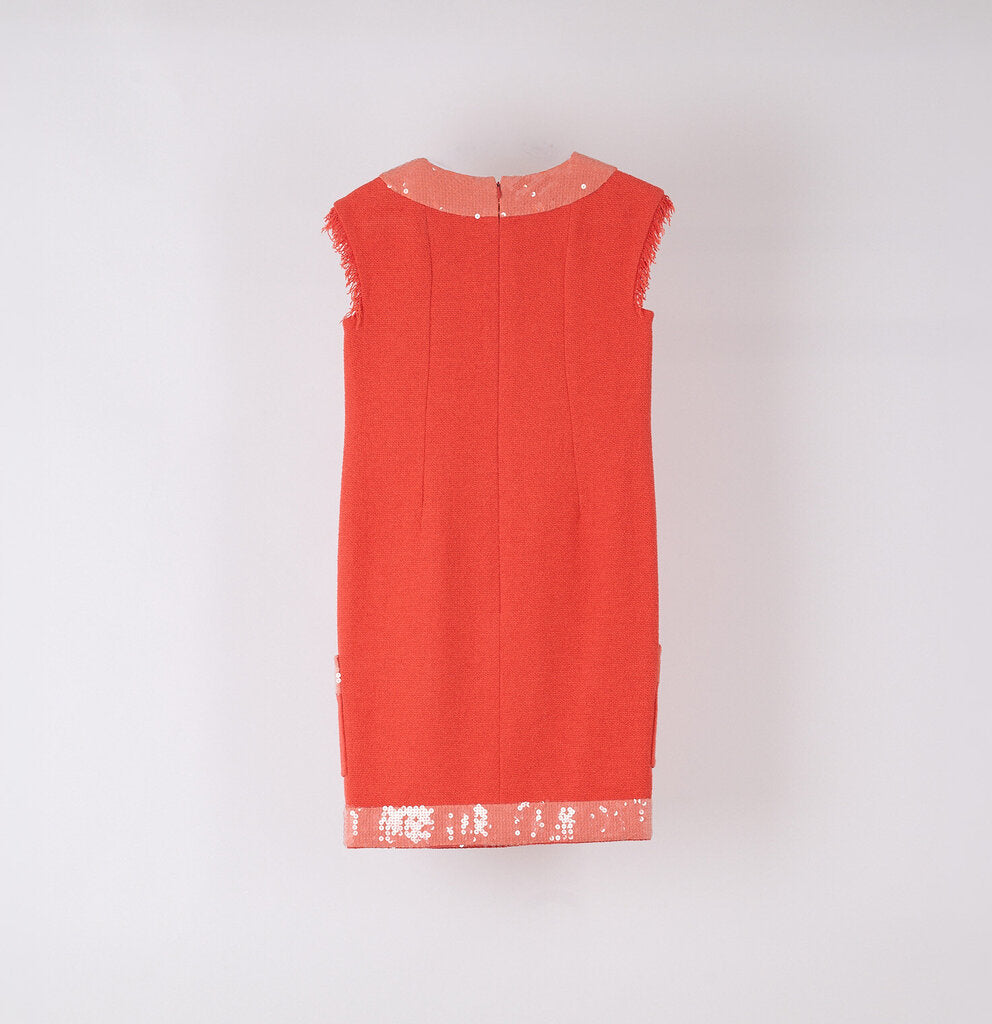 Chanel Cruise 2008 Orange Cotton Tweed & Sequin Fringe Dress