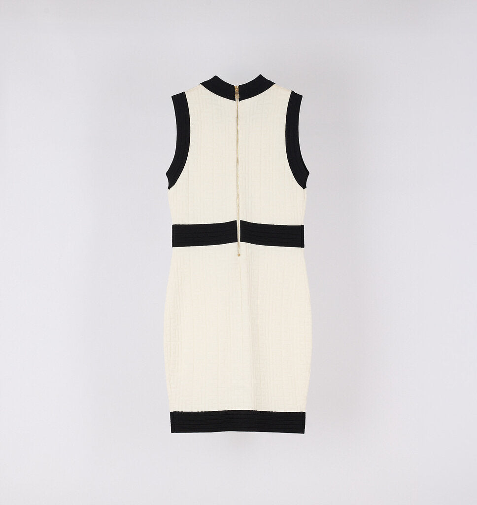 Balmain Black & White Viscose Sleeveless Dress