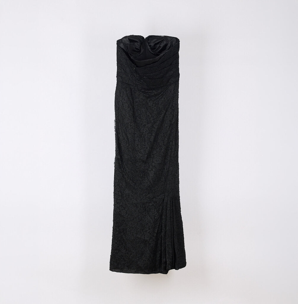 John Galliano Vintage Black Lace Poly Blend Maxi Gown