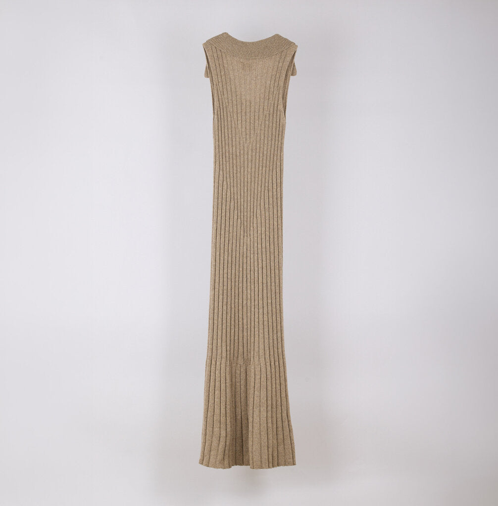 Khatie Taupe Cashmere Sleeveless Maxi Dress
