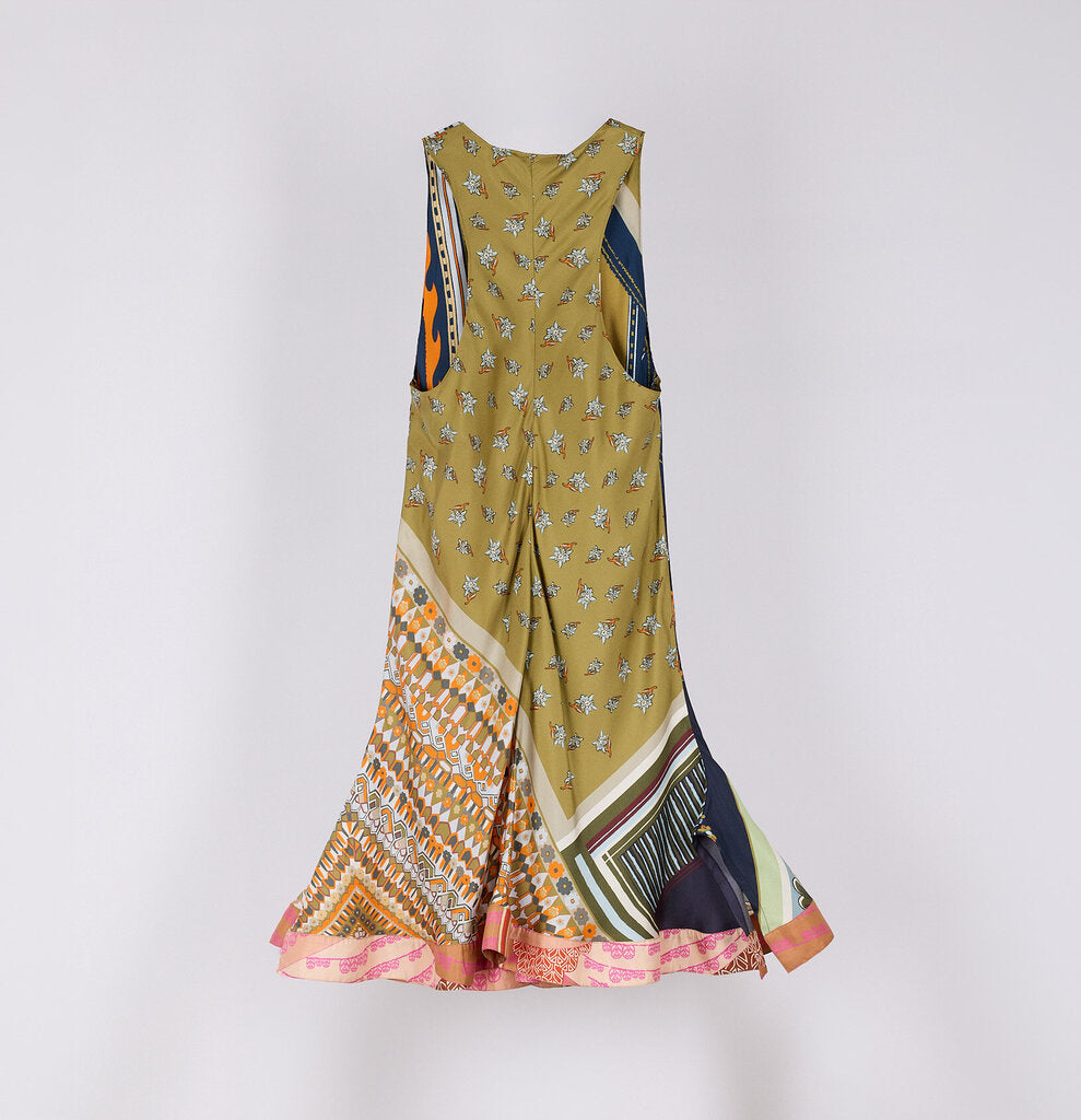 Chloe Multi Color Silk Sleeveless Dress